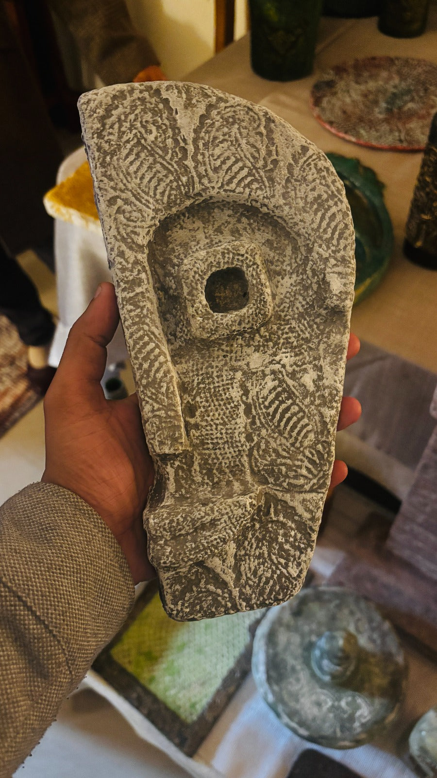 Face Mask Sculpture (Half) – Mycelium Eco Art Object (FM 401)