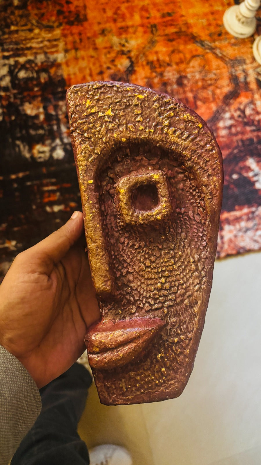 Face Mask Sculpture (Half) – Mycelium Eco Art Object (FM 401)