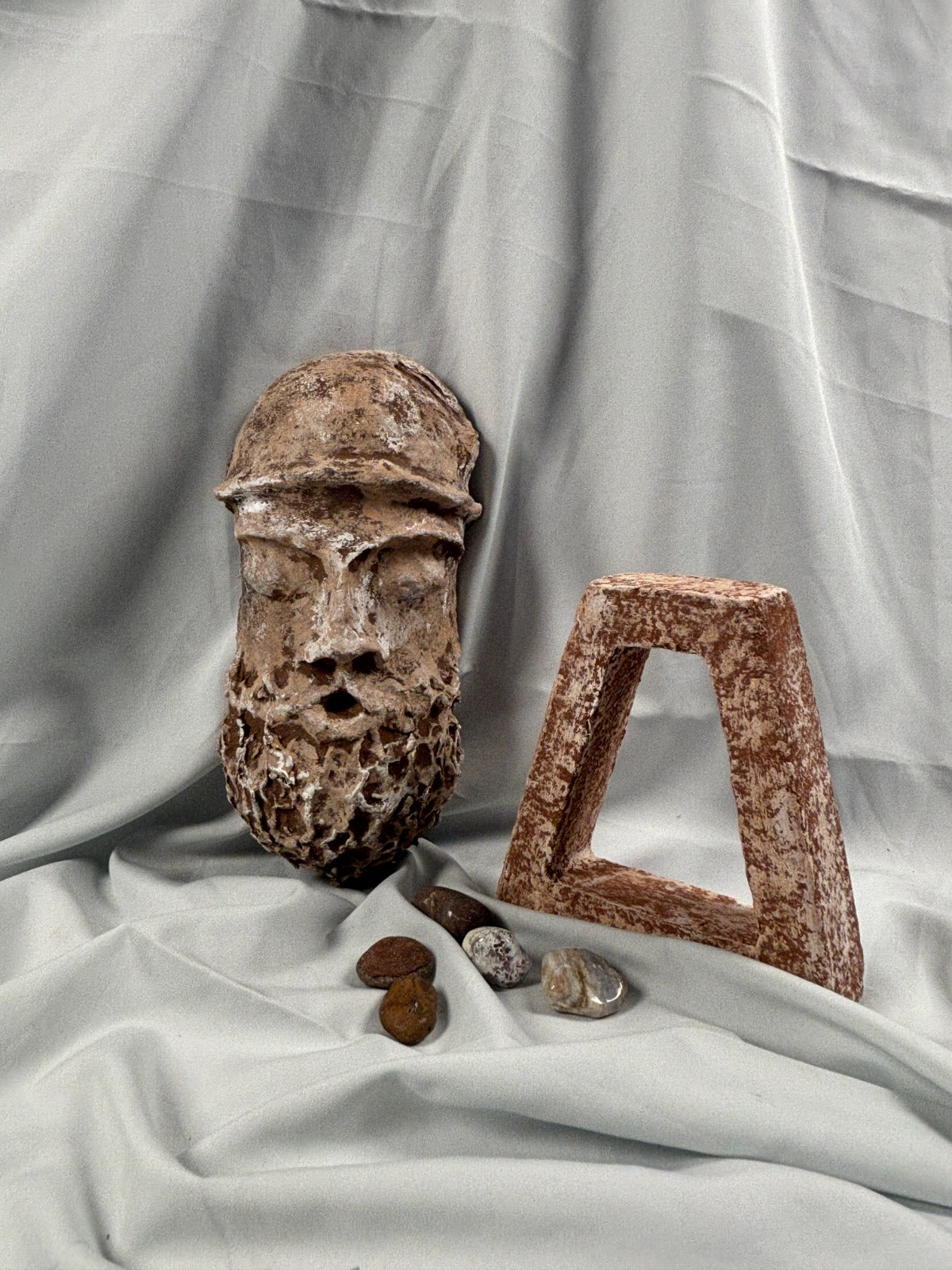Face Mask Sculpture (Full) – Handcrafted Mycelium Eco Artifact (FM 402)