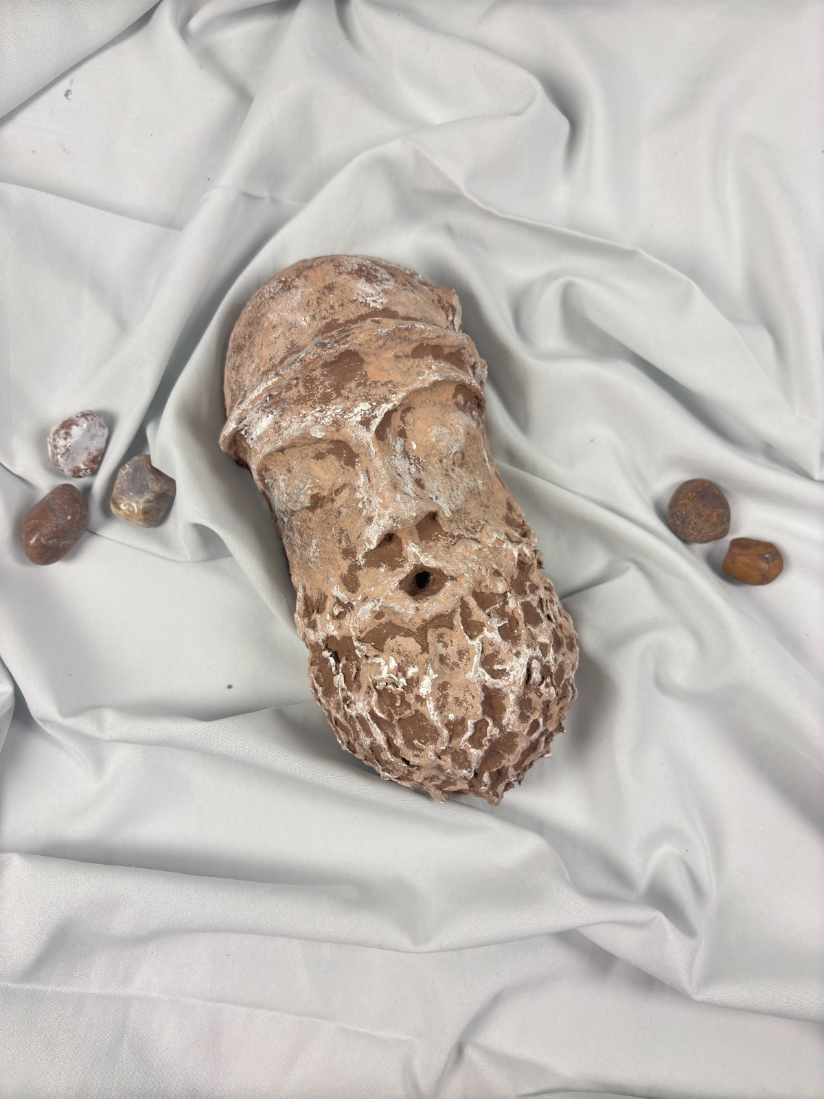 Face Mask Sculpture (Full) – Handcrafted Mycelium Eco Artifact (FM 402)