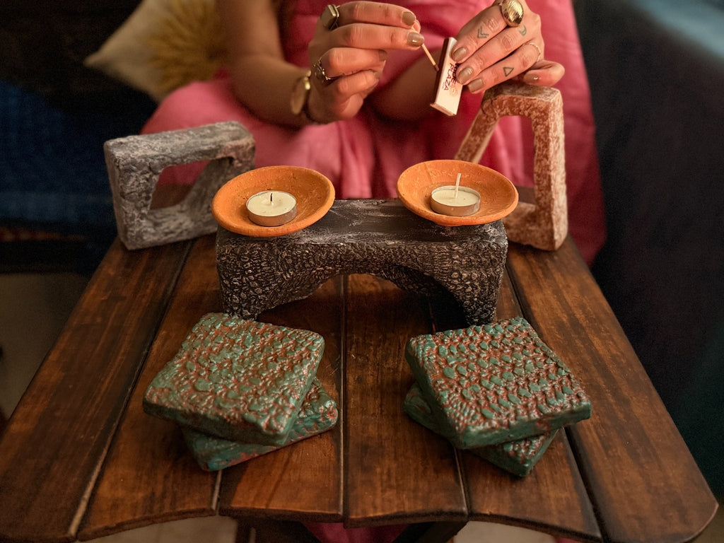 Tea Coaster Square – Textured Mycelium Eco Design (TC 102)