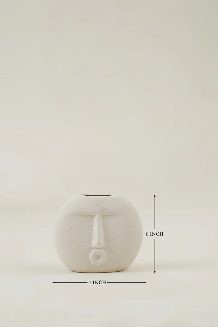 Boho Smily Kiss Face Vase - White